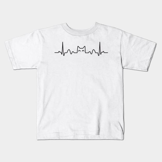 Cat heartbeat Kids T-Shirt by lakokakr